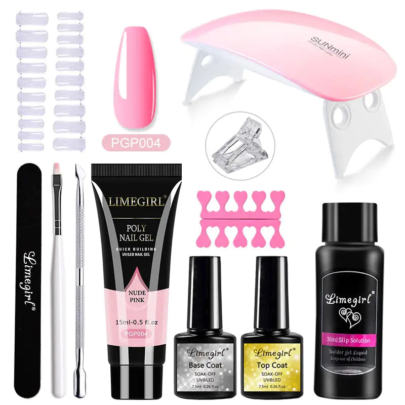 Kit de gel pour ongles en poly avec lampe