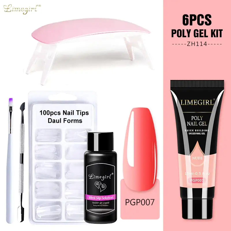 Kit de gel pour ongles en poly avec lampe