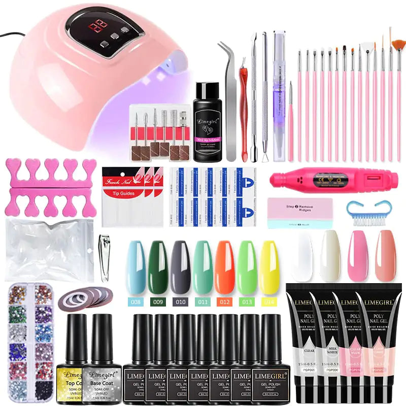 Kit de gel pour ongles en poly avec lampe