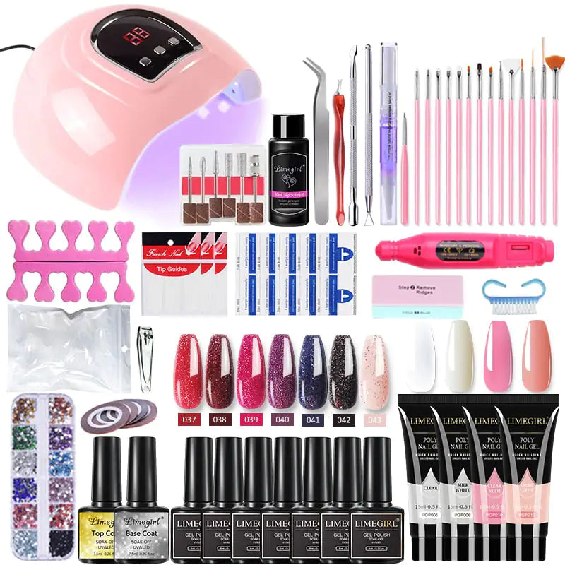 Kit de gel pour ongles en poly avec lampe