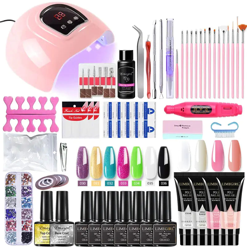 Kit de gel pour ongles en poly avec lampe