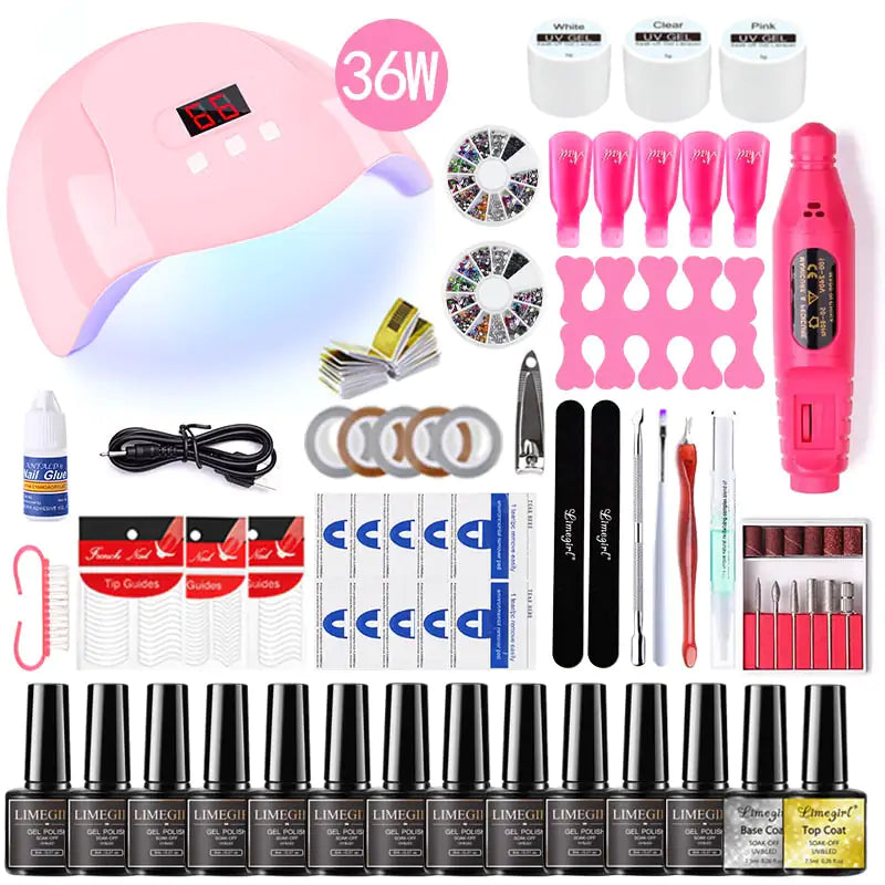 Kit de gel pour ongles en poly avec lampe