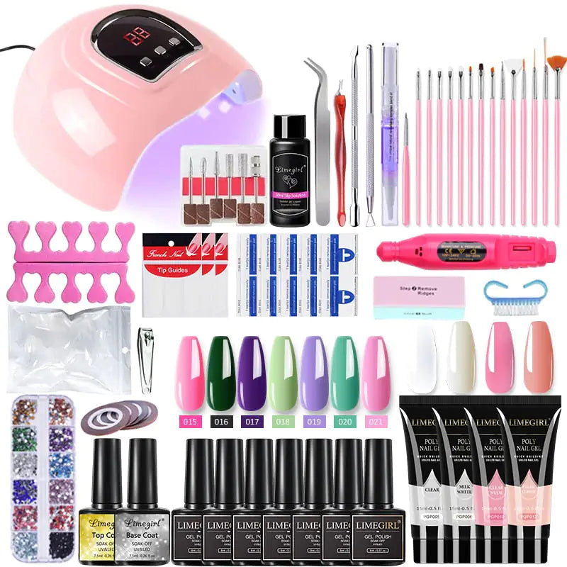 Kit de gel pour ongles en poly avec lampe