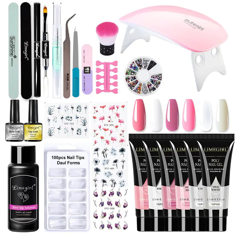 Kit de gel pour ongles en poly avec lampe