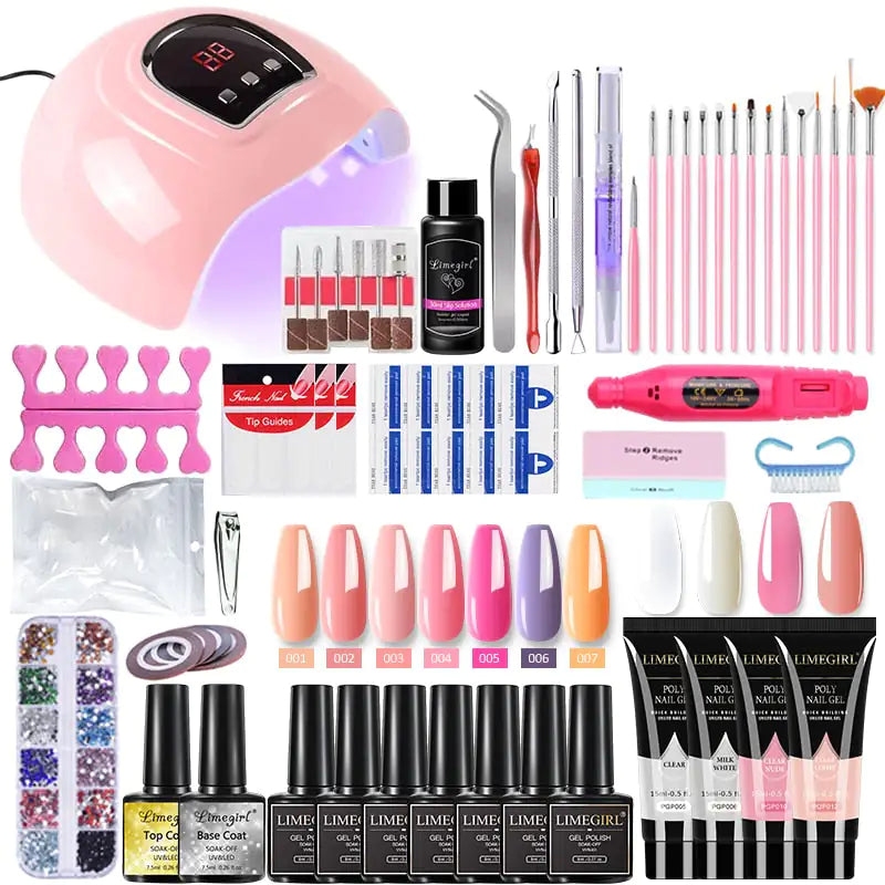 Kit de gel pour ongles en poly avec lampe