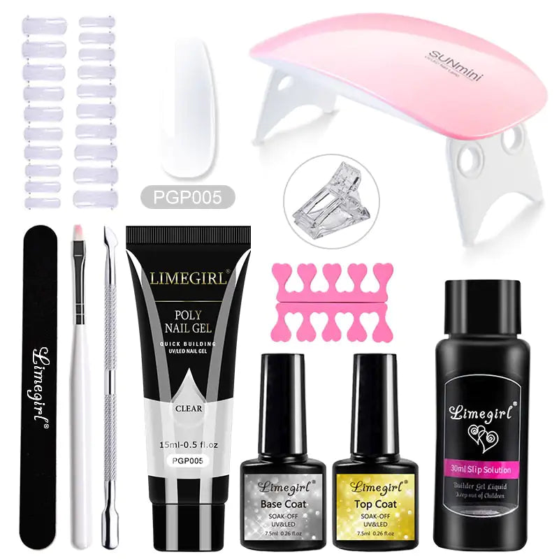 Kit de gel pour ongles en poly avec lampe